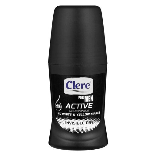 Clere Men Active Roll-On Deodorant Invisible Dry 50ml