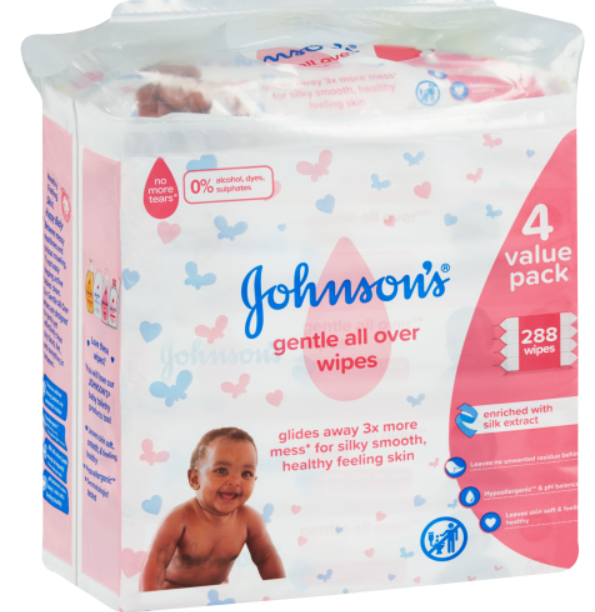 Johnson Baby Wipes Gentle All Over 288pk