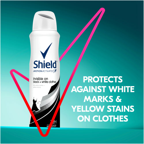 Shield Aerosol MotionSense Invisible Black &White 150ml Women